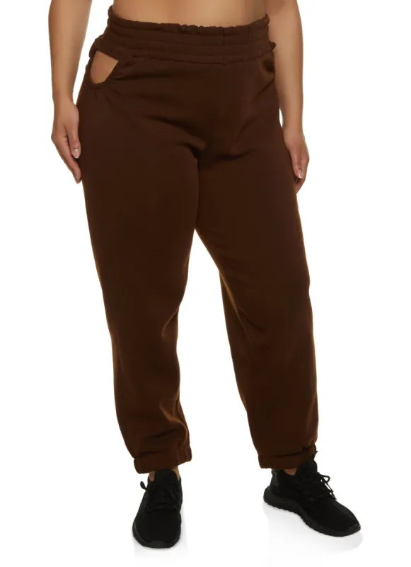 Plus Size Cut Out High Waist Joggers sold by Rainbow