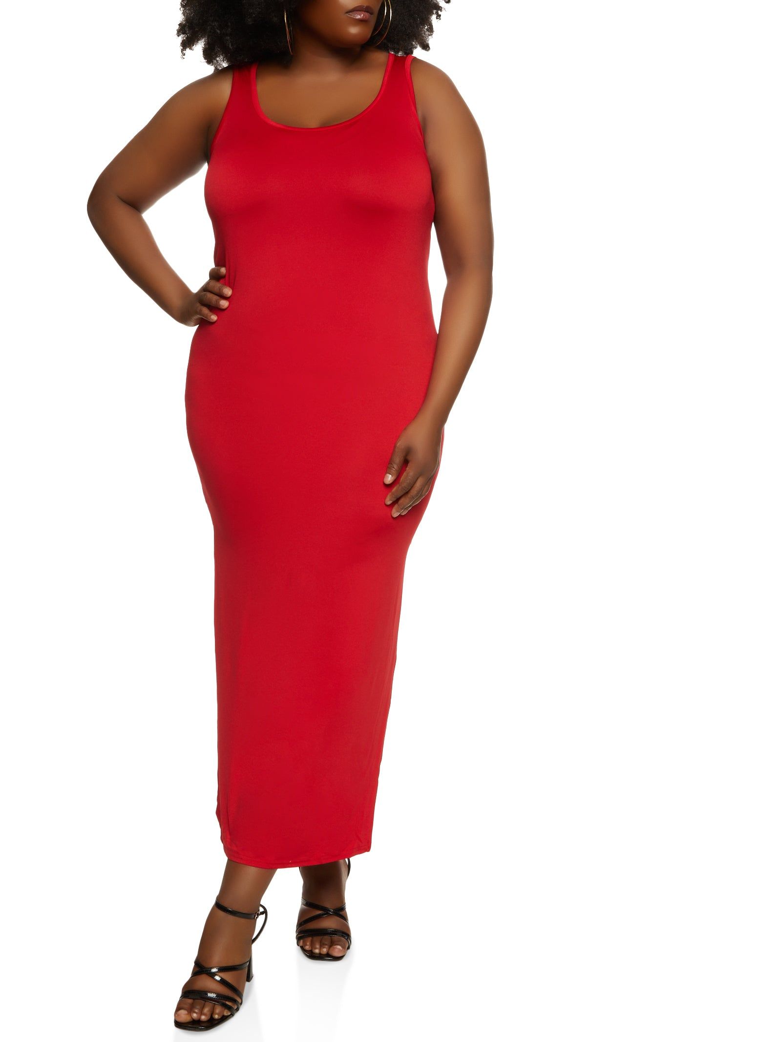 Plus Size Side Slit Maxi Tank Dress sold by Rainbow