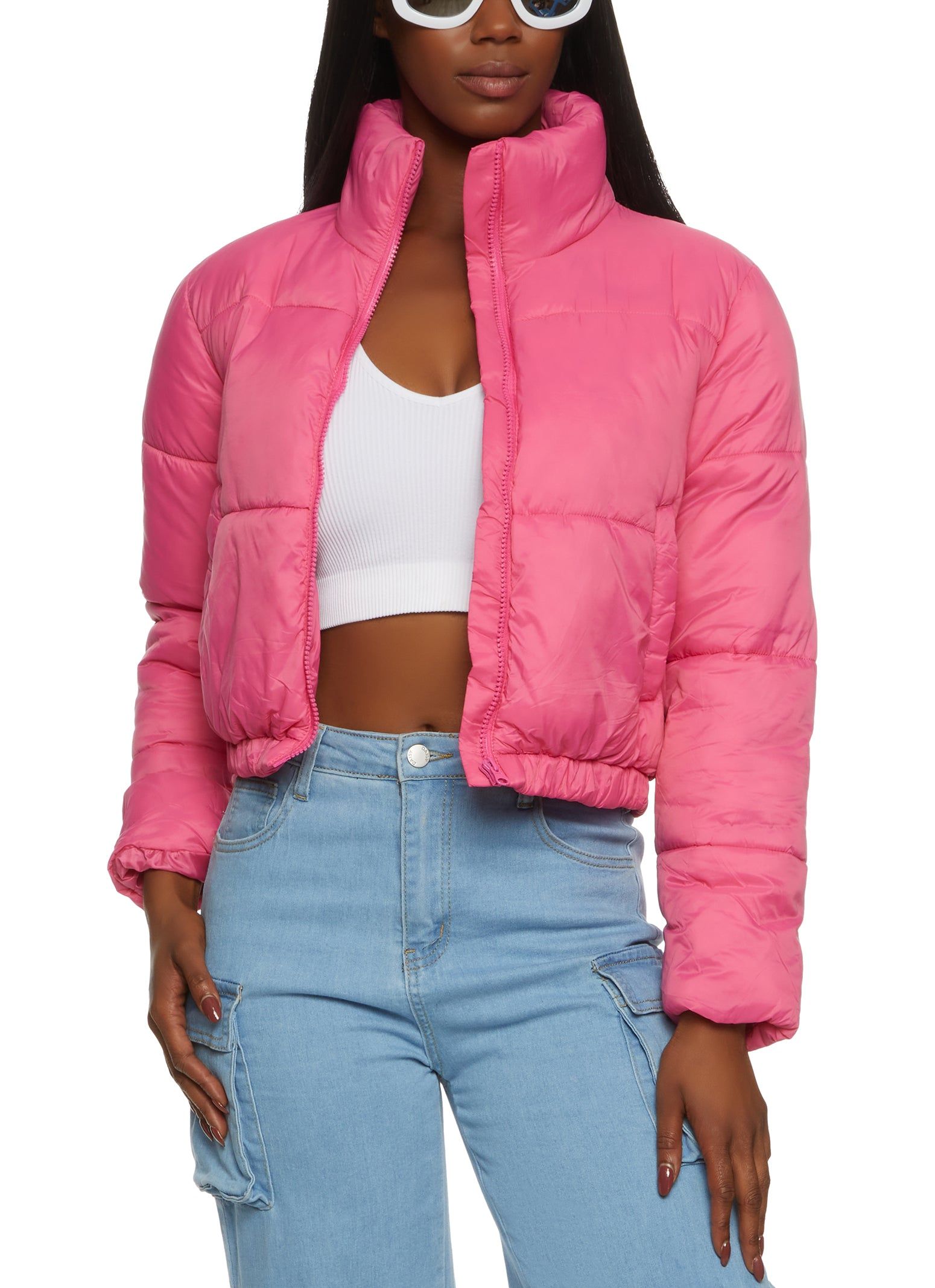 Nylon Cropped Puffer Jacket sold by Rainbow