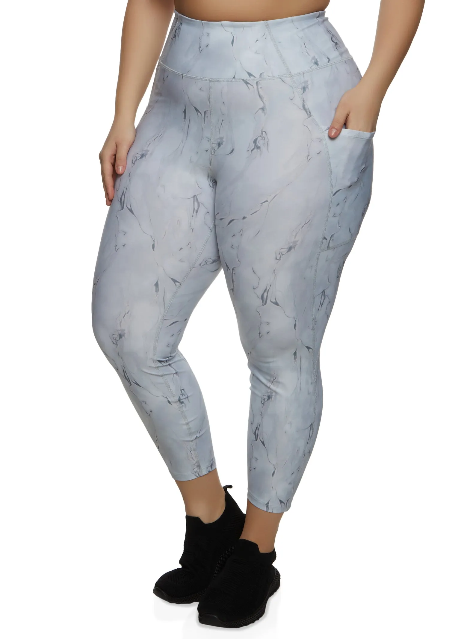 Plus Size Marble Print Pocket Leggings sold by Rainbow
