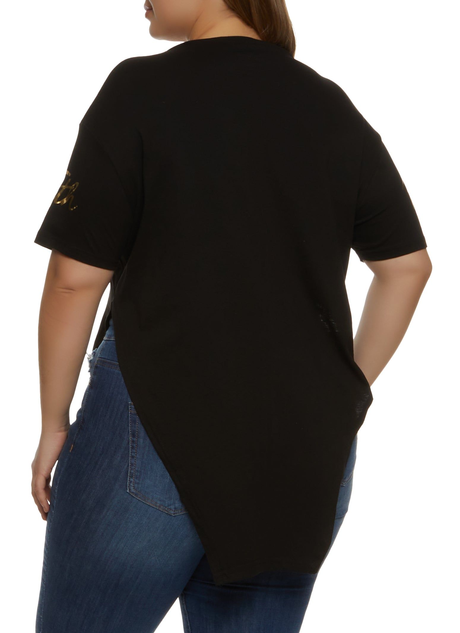 Plus Size Sequin Faith Hanky Hem Graphic Tee sold by Rainbow product image thumbnail 2