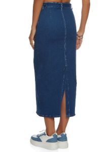 Belted Denim Maxi Skirt sold by Rainbow
