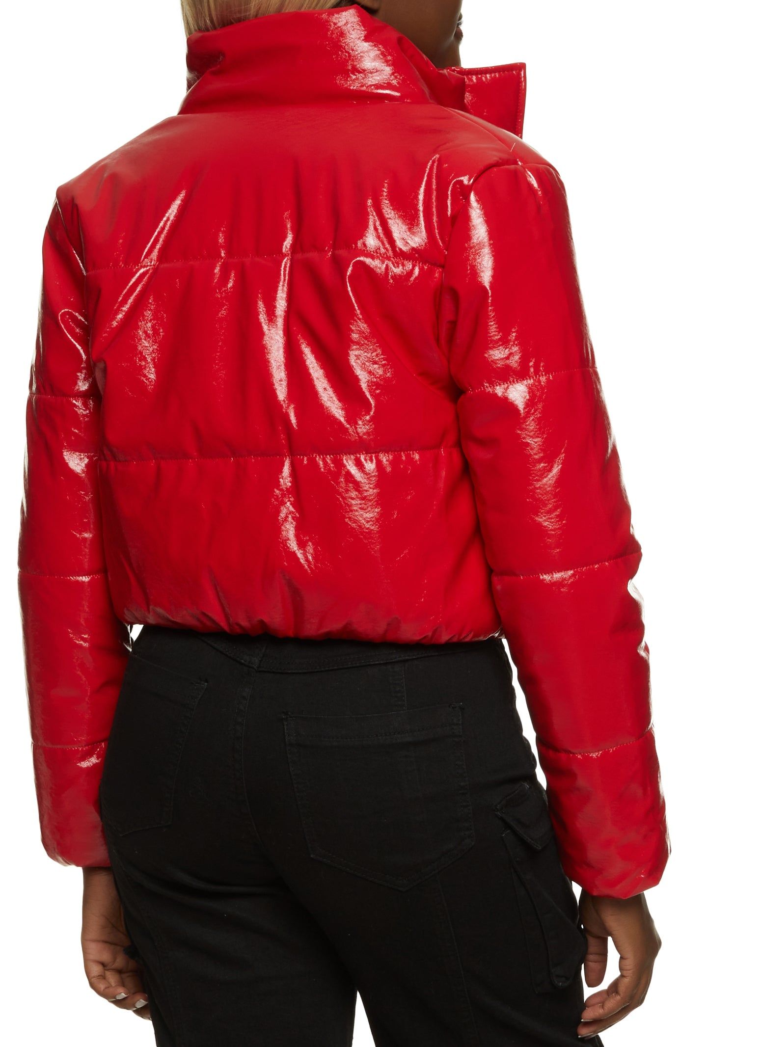 Faux Patent Leather Zip Front Puffer Jacket sold by Rainbow product image thumbnail 2