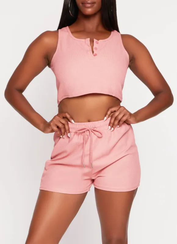 Henley Crop Tank Top sold by Rainbow