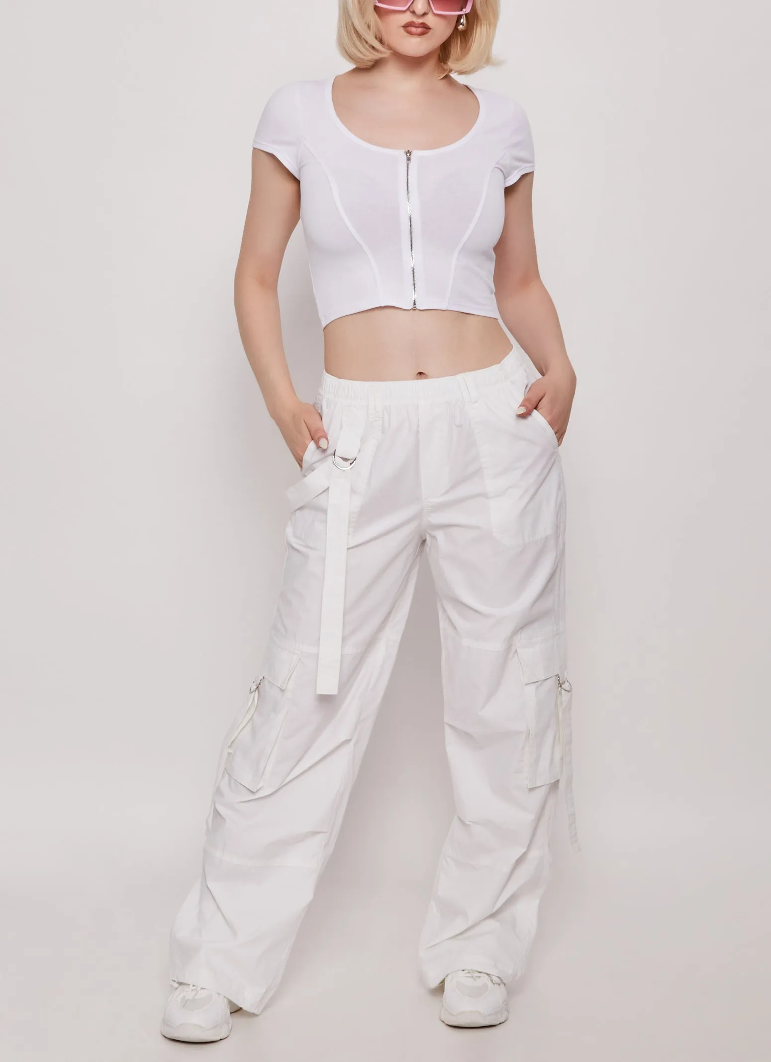 Zip Front Cropped T Shirt sold by Rainbow product image thumbnail 2