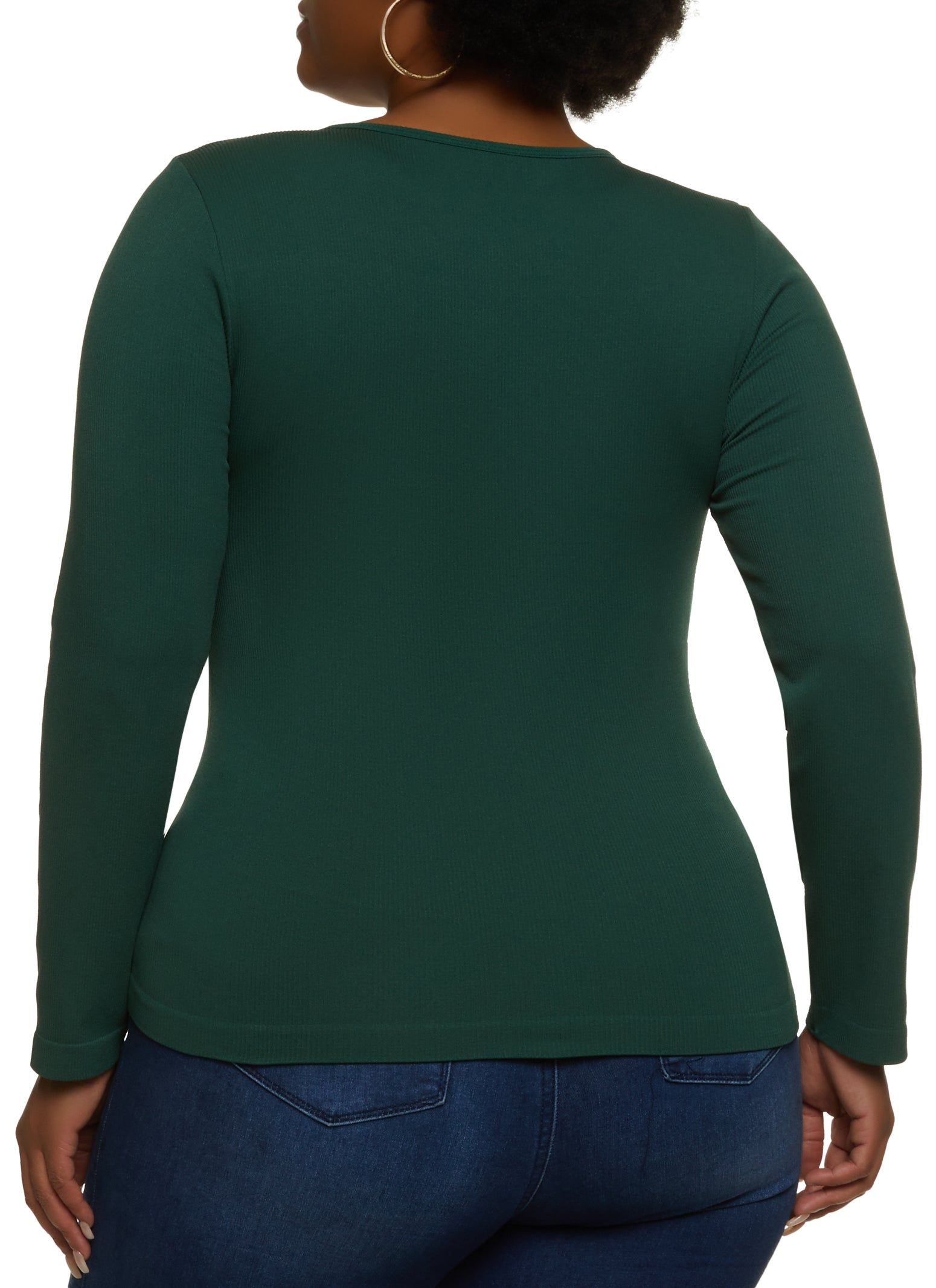 Plus Size Solid Seamless Long Sleeve Top sold by Rainbow product image thumbnail 2