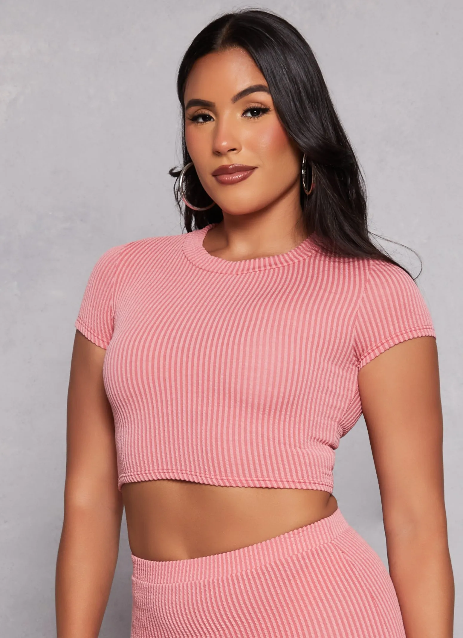 Ribbed Short Sleeve Crop Top sold by Rainbow