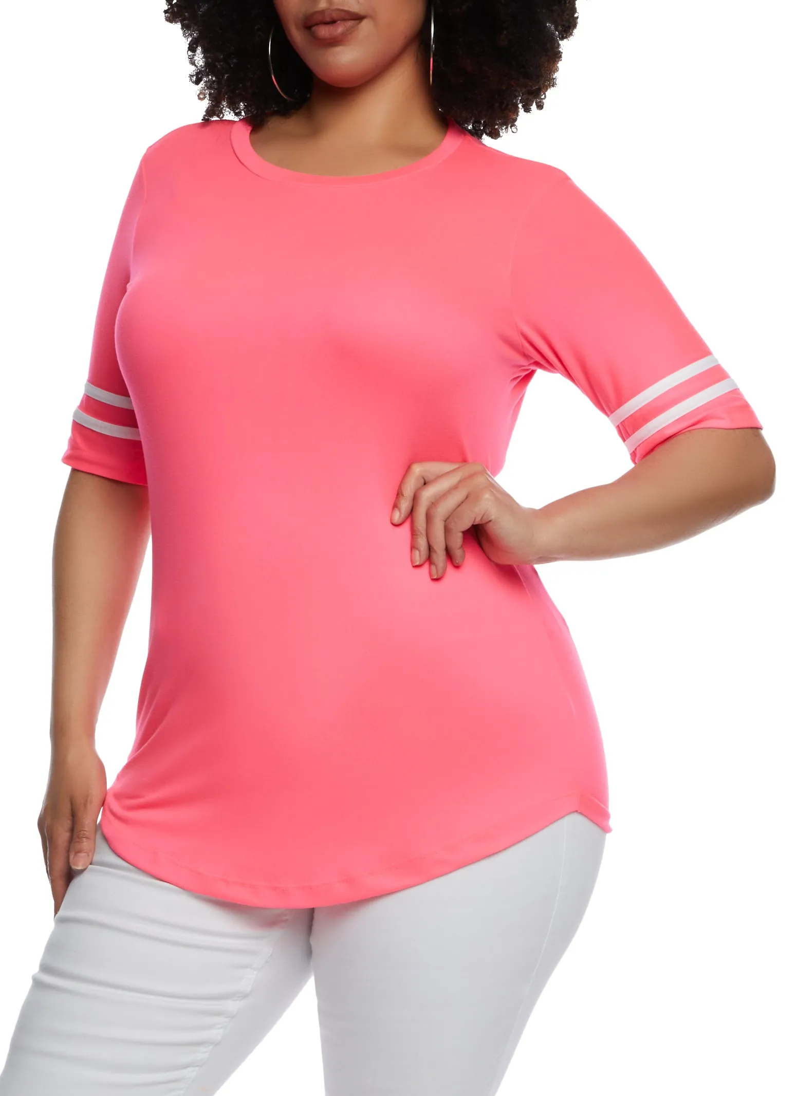 Plus Size Varsity Striped Sleeve T Shirt sold by Rainbow product image thumbnail 2