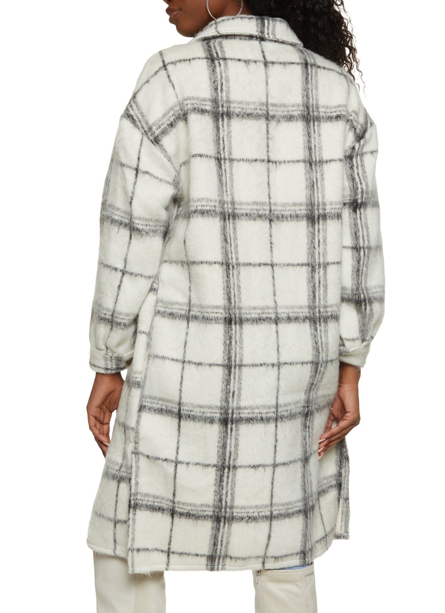 Plaid Brushed Knit Long Shacket sold by Rainbow product image thumbnail 3