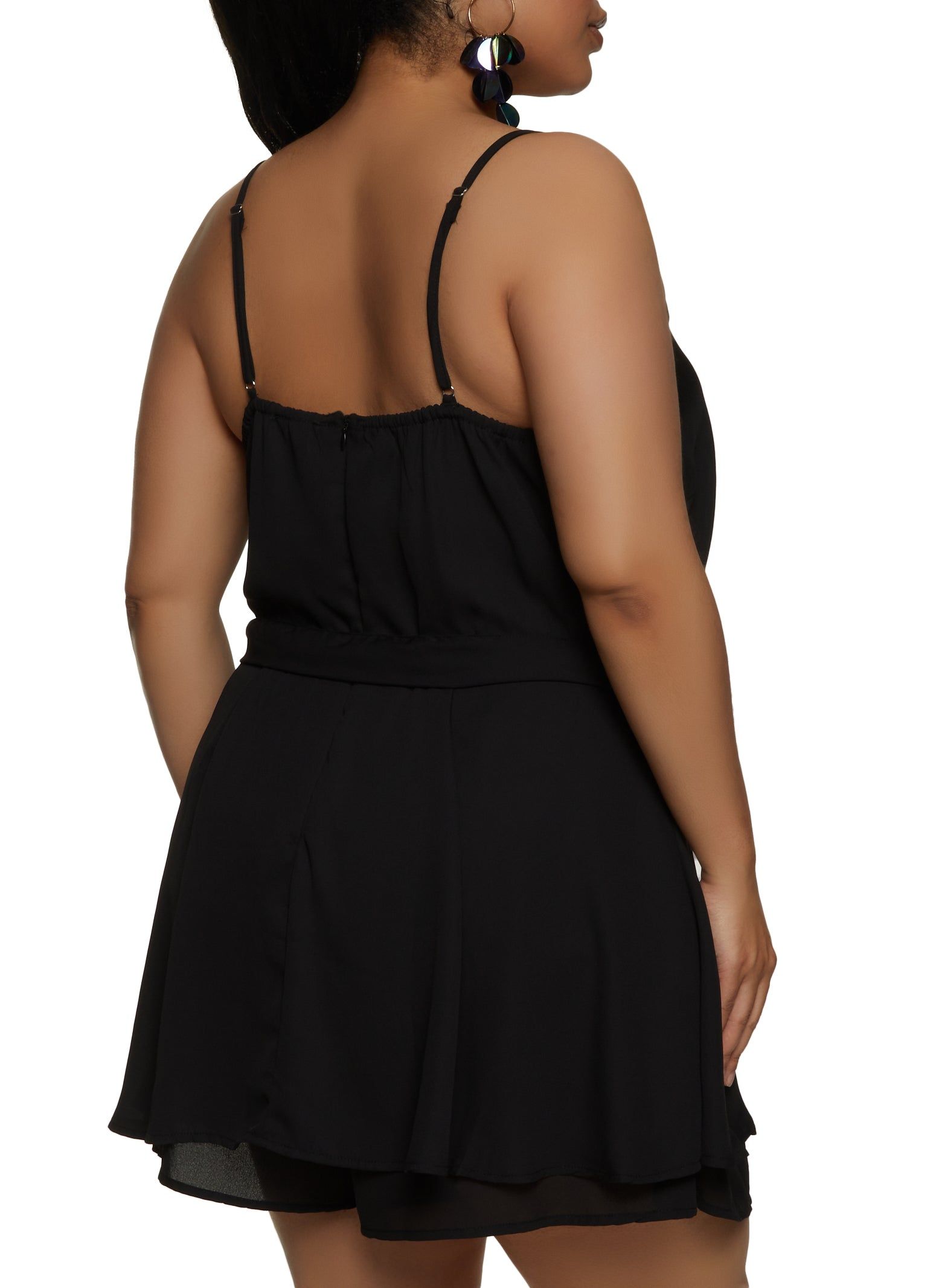 Plus Size Solid Tie Waist Faux Wrap Romper sold by Rainbow product image thumbnail 2