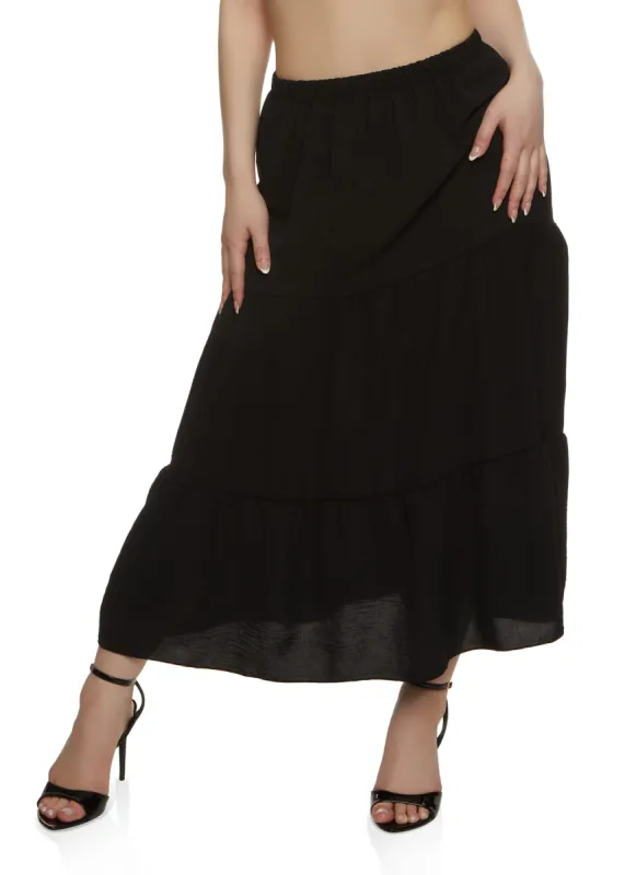 Airy Tiered Midi Skirt sold by Rainbow