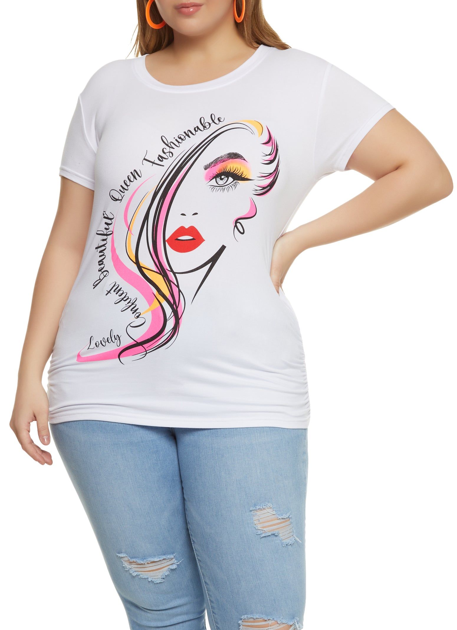 Plus Size Beautiful Queen Ruched Graphic Tee sold by Rainbow