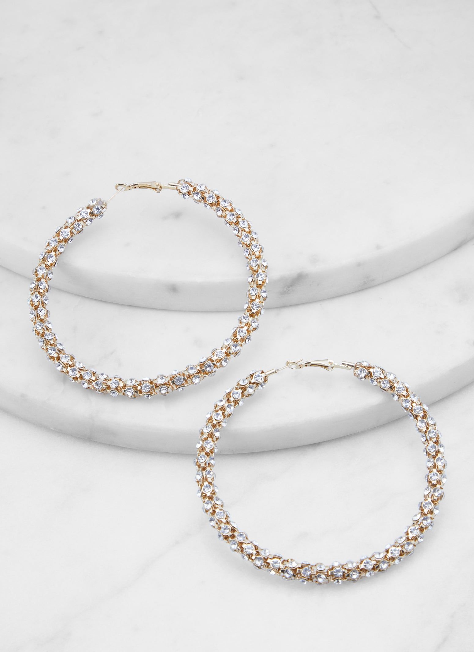 Rhinestone Studded Hoop Earrings sold by Rainbow product image thumbnail 2