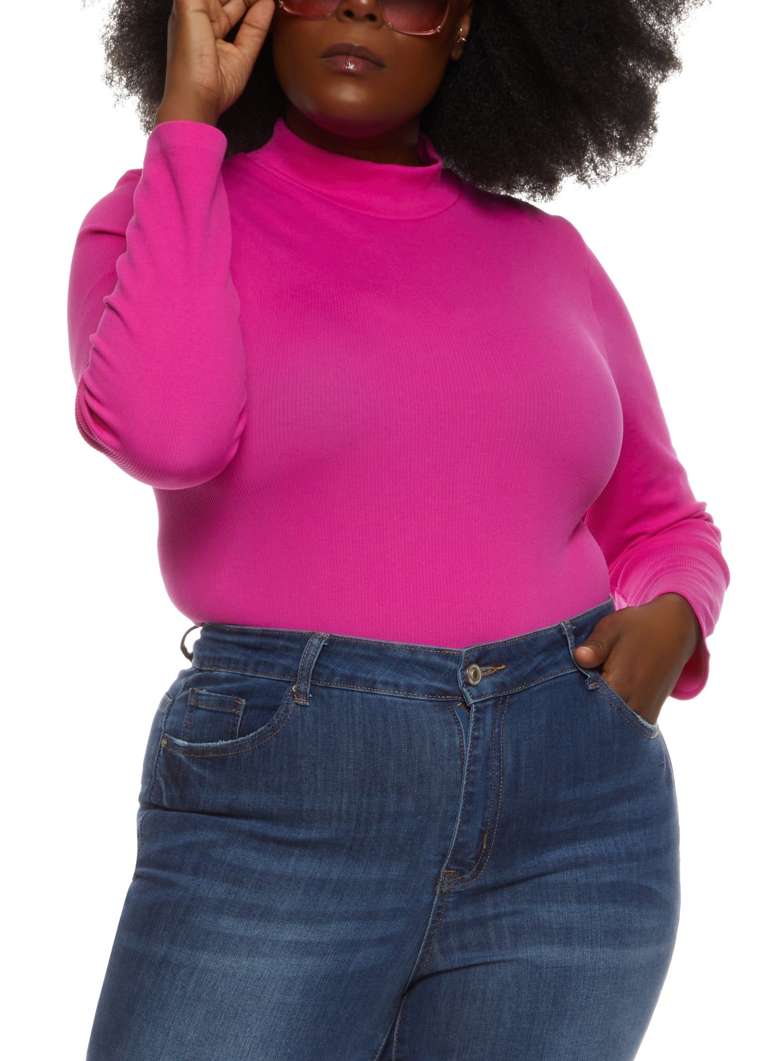 Plus Size Long Sleeve Mock Neck Bodysuit sold by Rainbow product image thumbnail 2