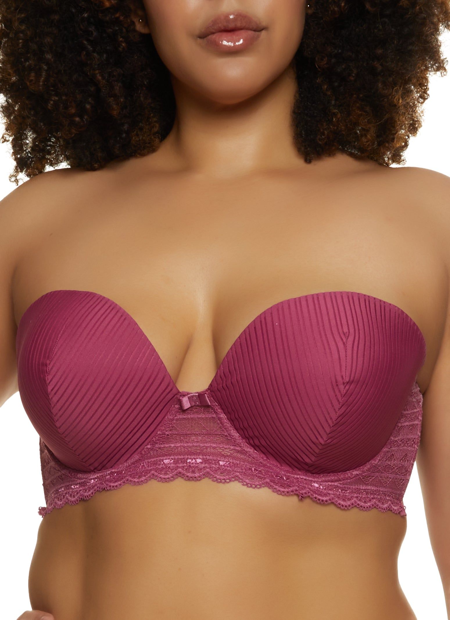 Plus Size Shadow Stripe Lace Convertible Balconette Bra sold by Rainbow product image thumbnail 3