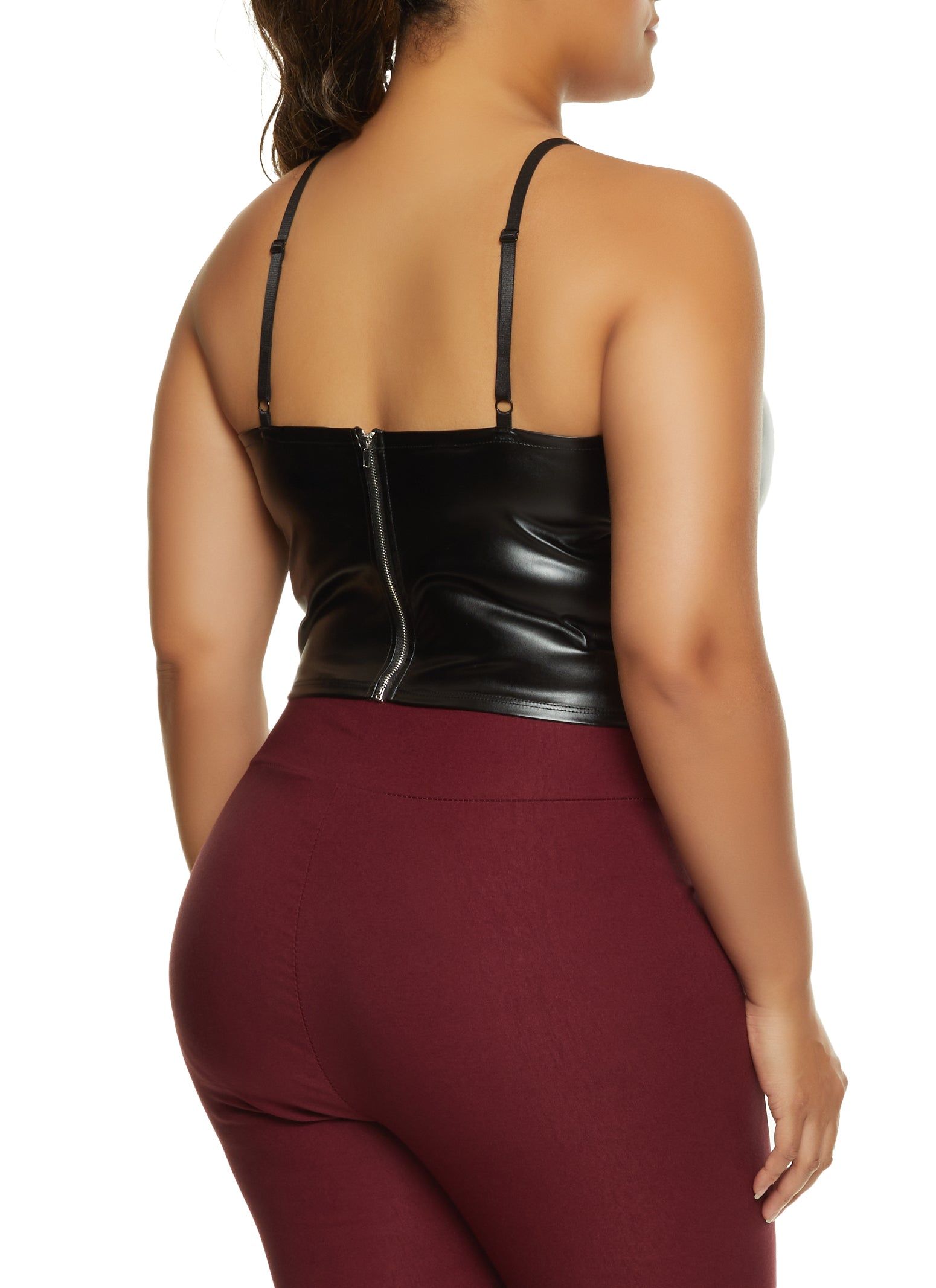 Plus Size Zip Back Faux Leather Bustier Top sold by Rainbow product image thumbnail 2