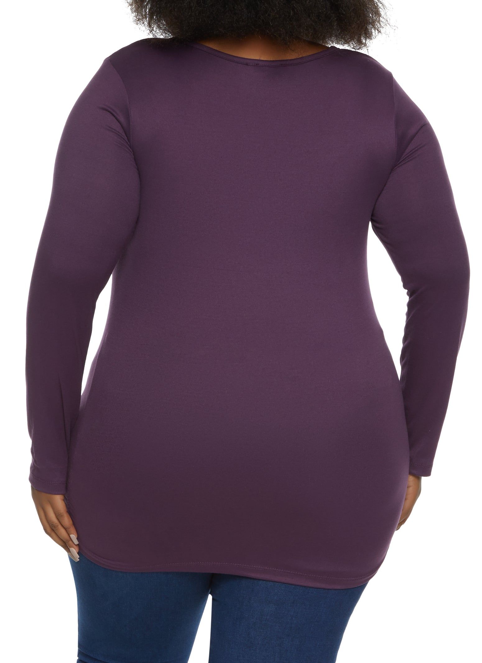Plus Size Button Detail Cut Out Long Sleeve Top sold by Rainbow product image thumbnail 2