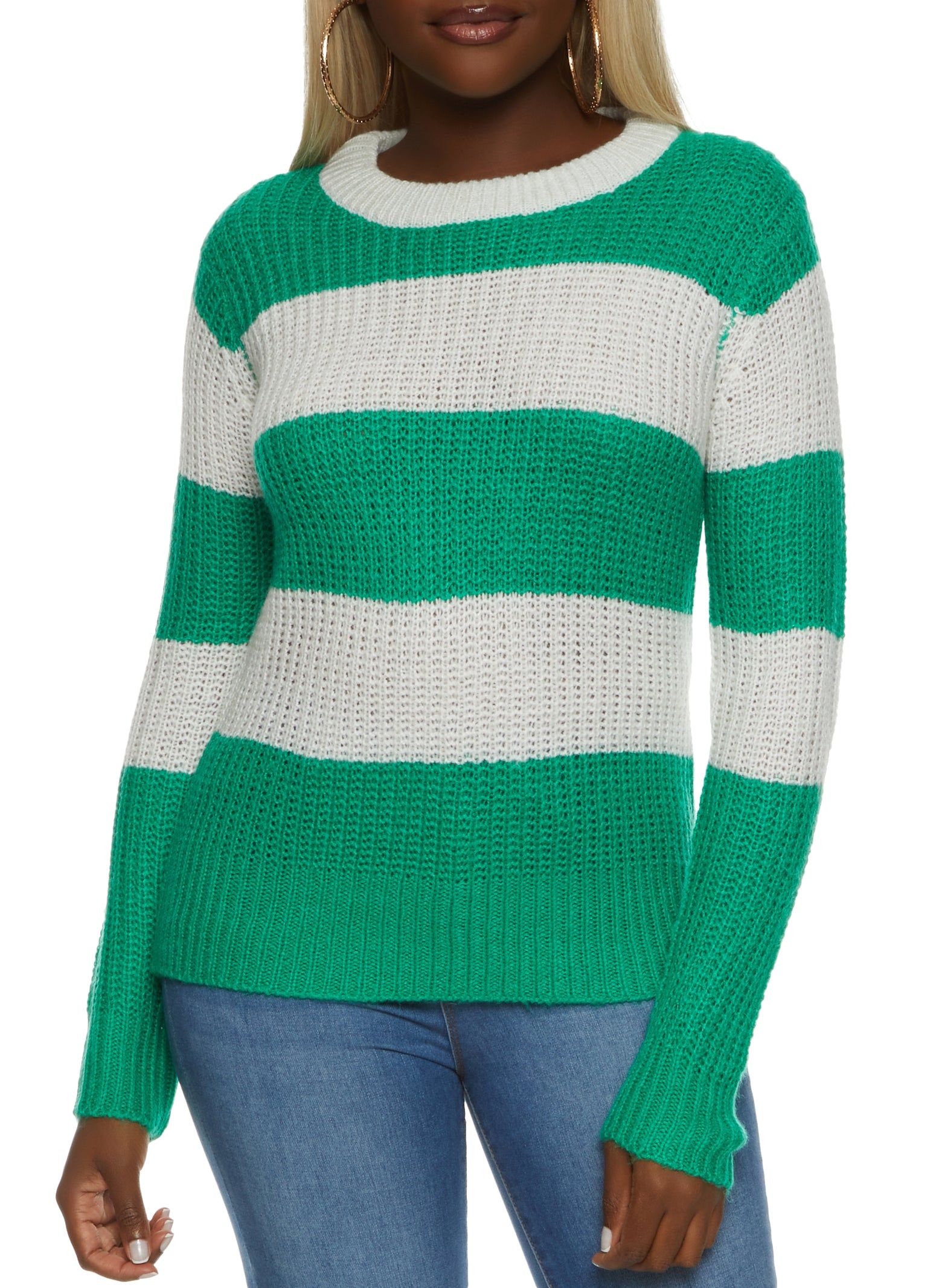 Striped Long Sleeve Pullover Sweater sold by Rainbow