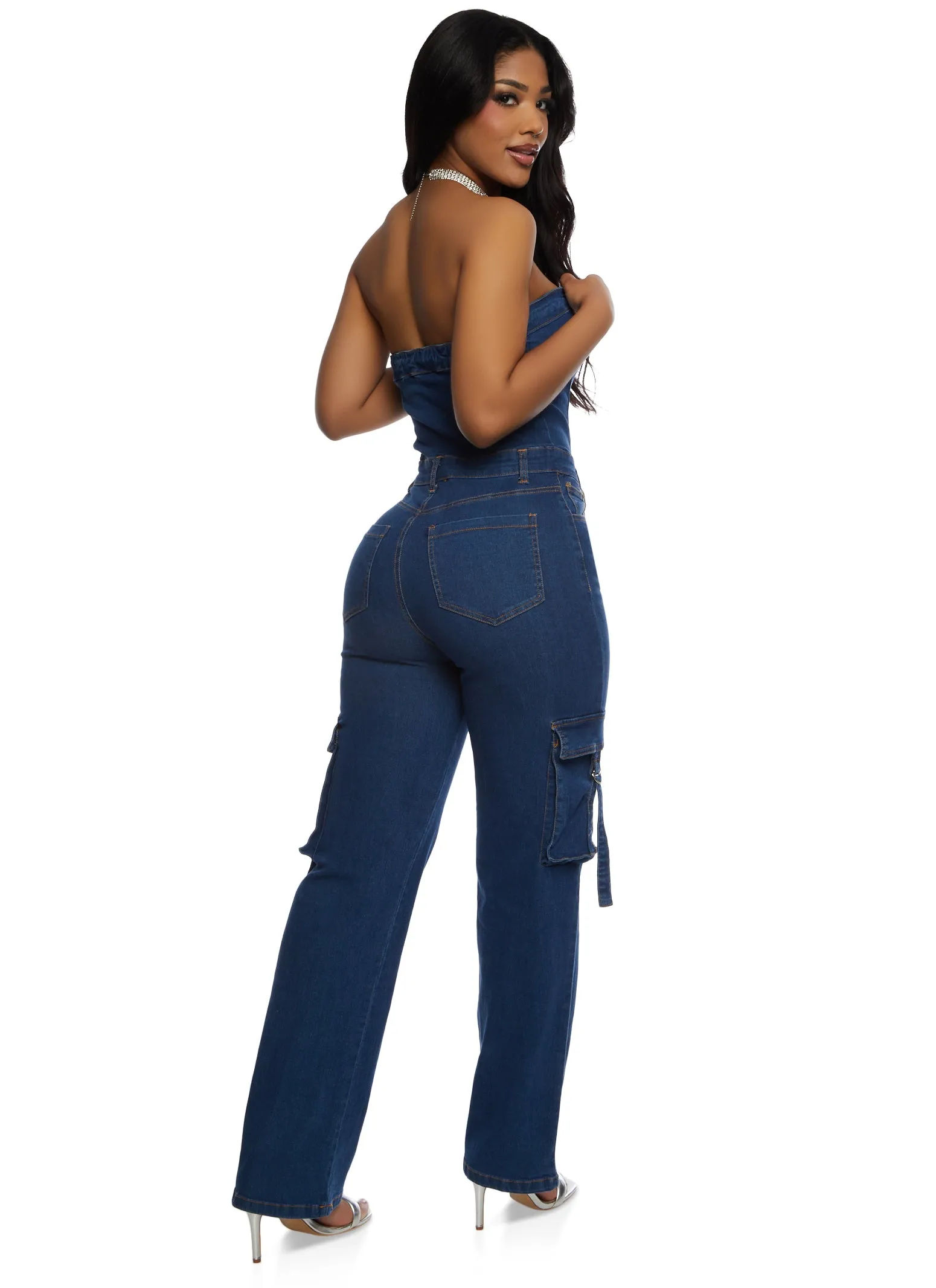 Daisy Denim Strapless Cargo Pocket Jumpsuit sold by Rainbow product image thumbnail 3