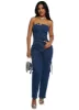 Daisy Denim Strapless Cargo Pocket Jumpsuit sold by Rainbow