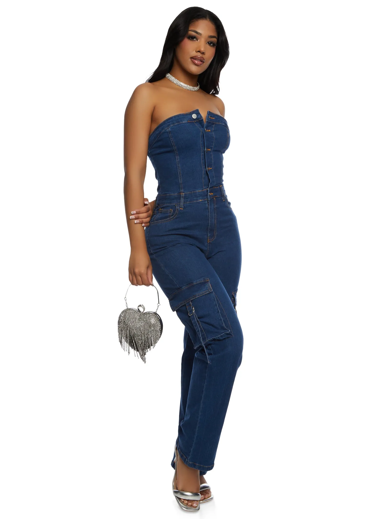 Daisy Denim Strapless Cargo Pocket Jumpsuit sold by Rainbow product image thumbnail 2