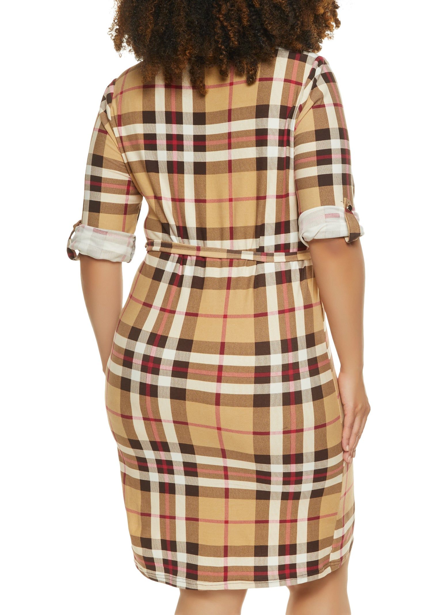 Plus Size Plaid Half Zip Shirt Dress sold by Rainbow product image thumbnail 3