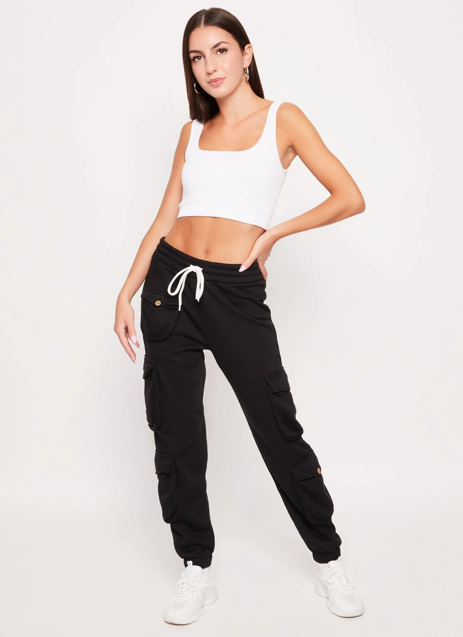 Fleece Cargo Pocket Drawstring Joggers sold by Rainbow