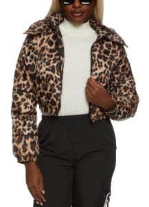 Leopard Print Cropped Puffer Jacket sold by Rainbow