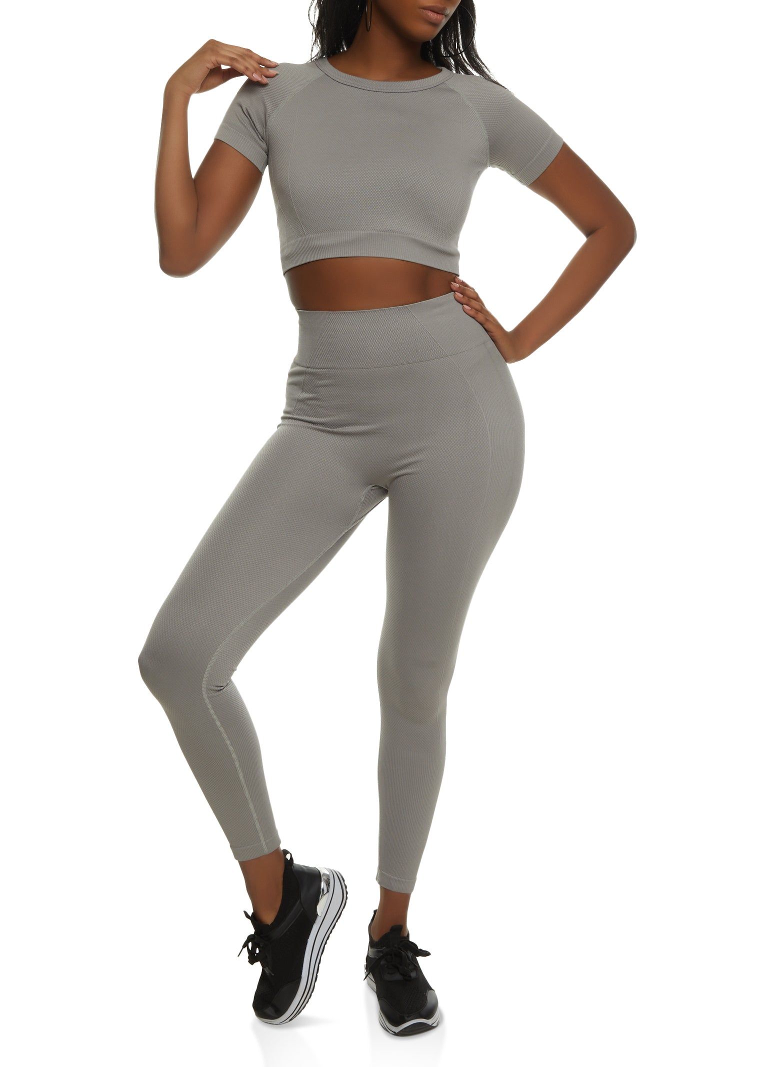 Seamless Textured Crew Neck Crop Top sold by Rainbow product image thumbnail 2