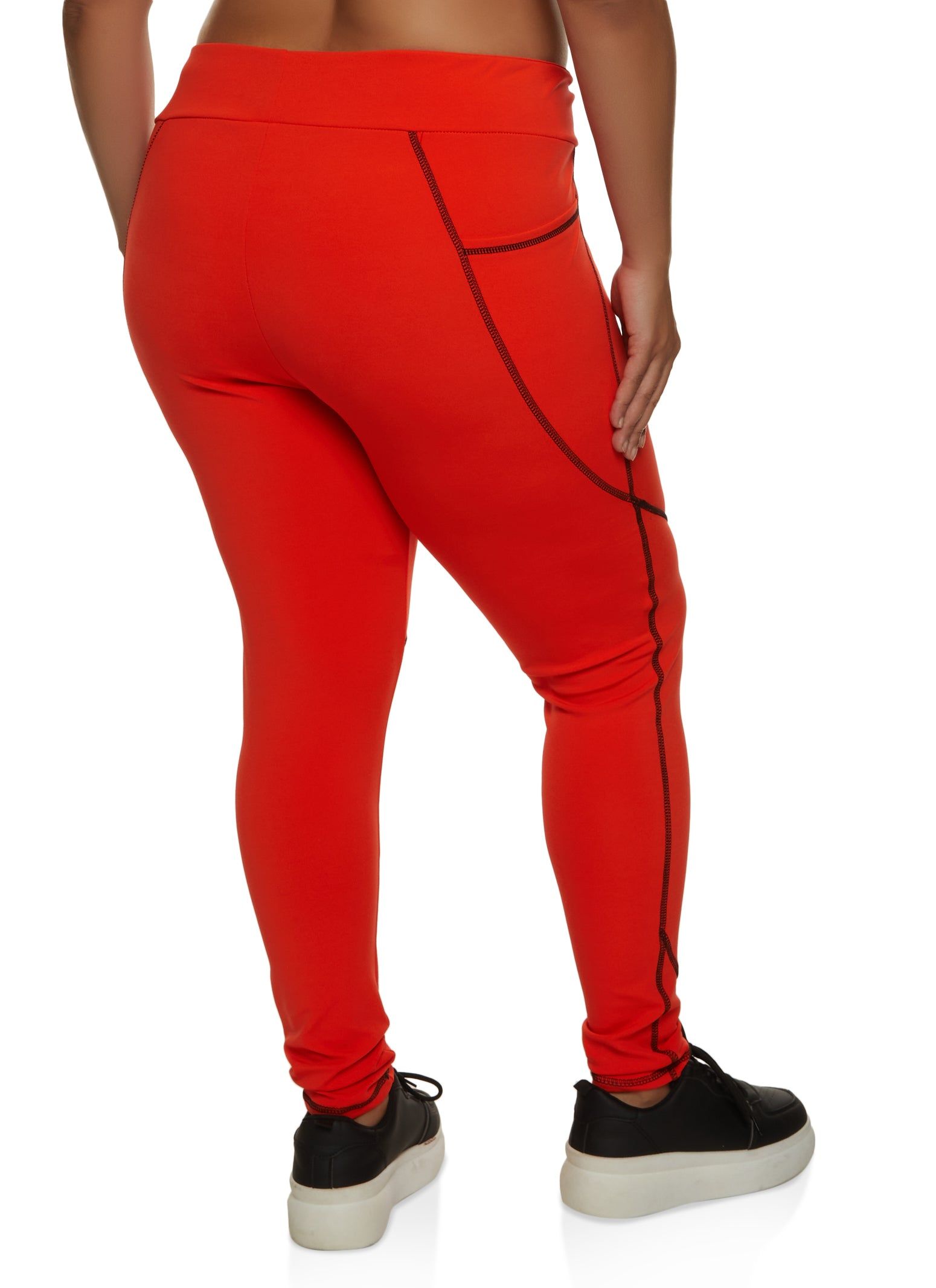 Plus Size V Cross Waist Contrast Stitch Leggings sold by Rainbow product image thumbnail 2