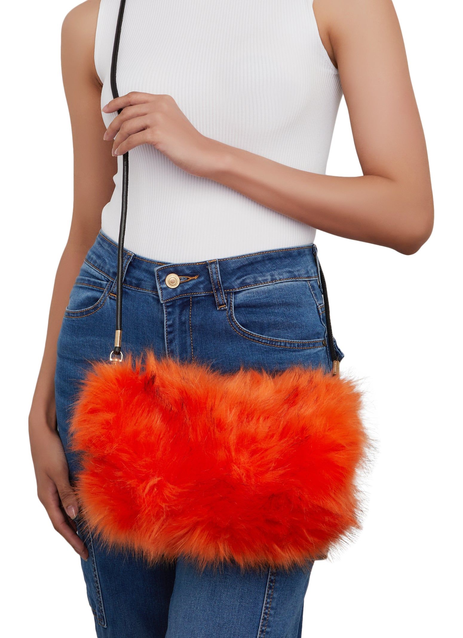 Faux Fur Zip Crossbody Bag sold by Rainbow