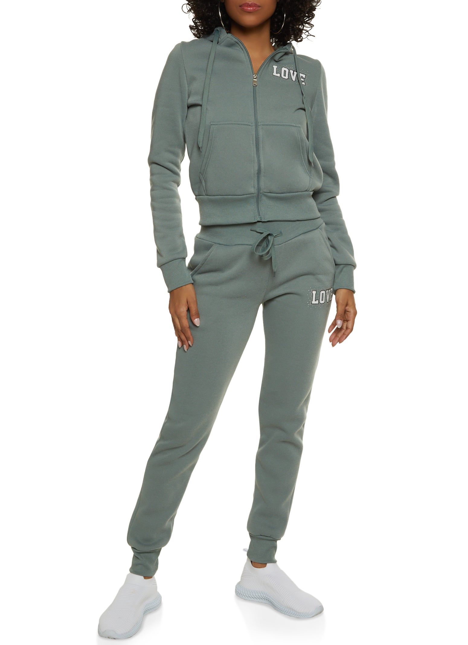 Love Rhinestone Faux Fur Lined Graphic Hoodie sold by Rainbow product image thumbnail 2