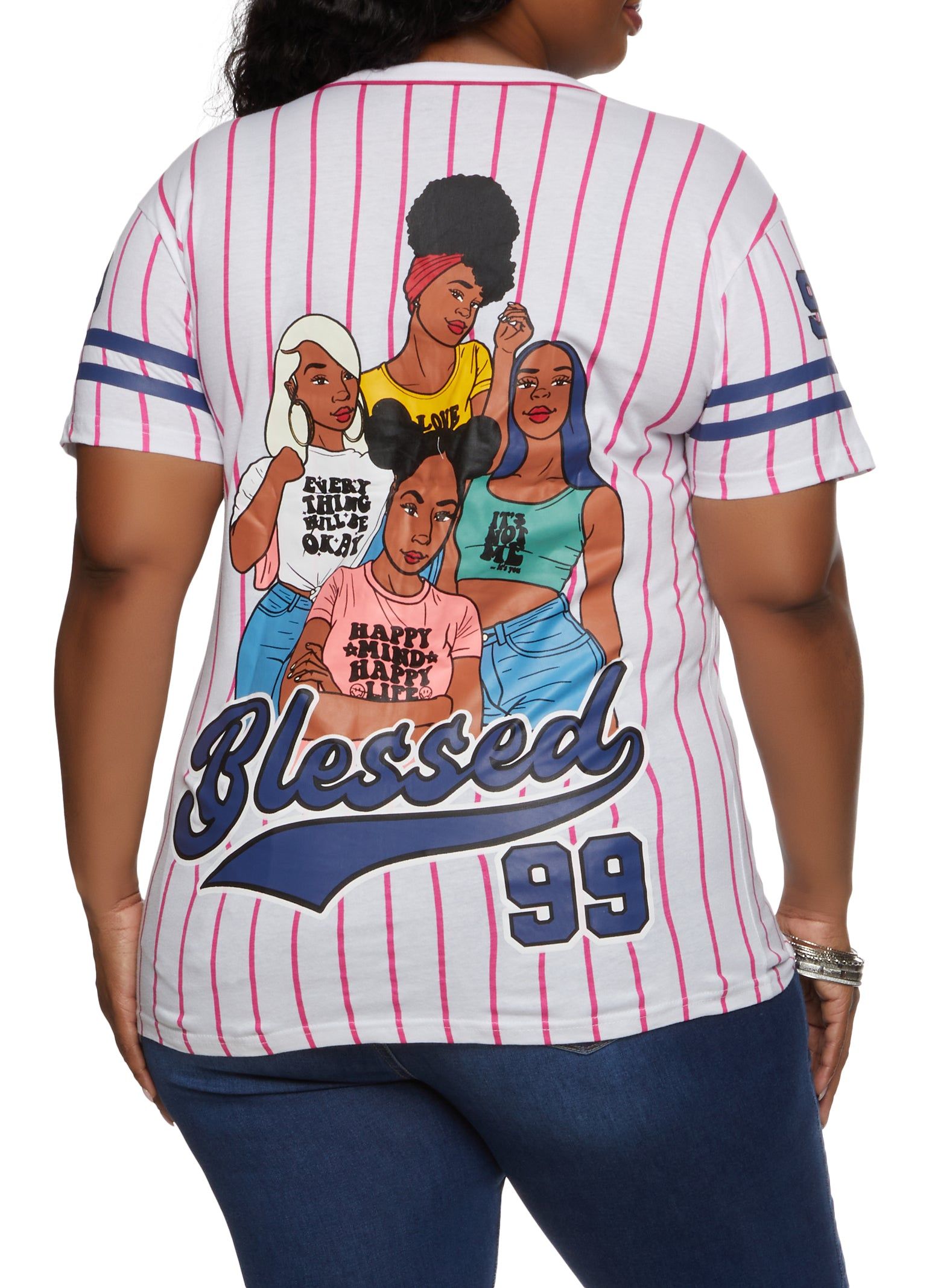 Plus Size Blessed Graphic Baseball Jersey sold by Rainbow product image thumbnail 2