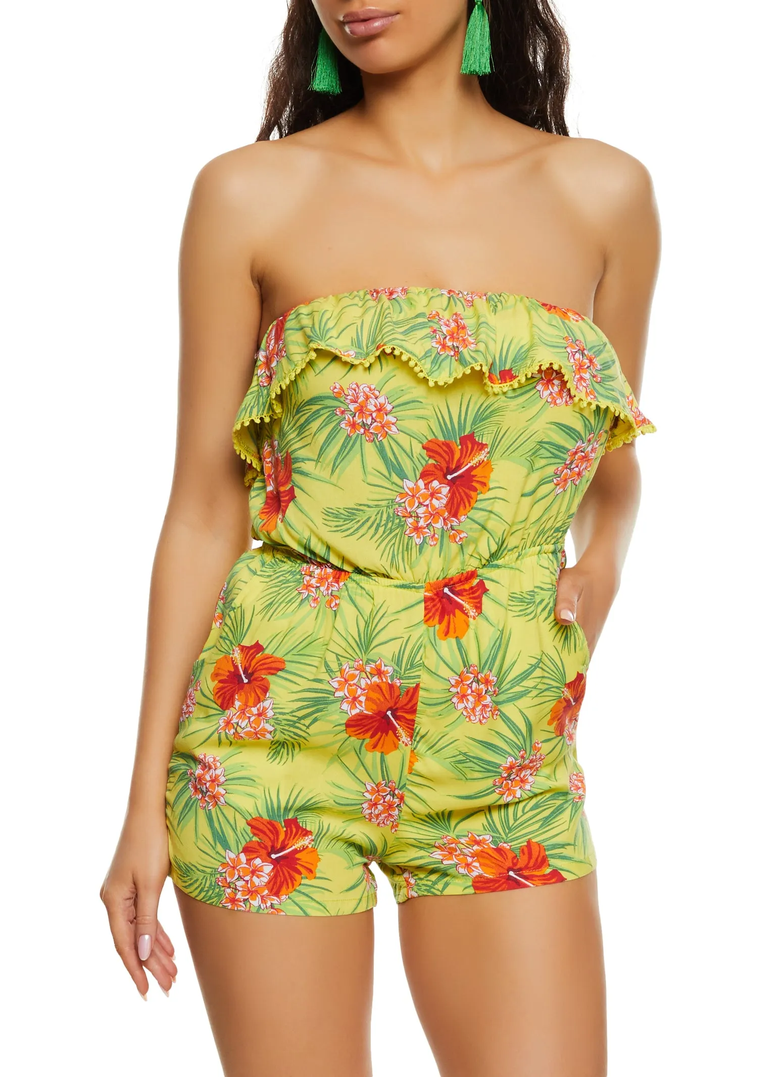 Floral Strapless Flounce Romper sold by Rainbow