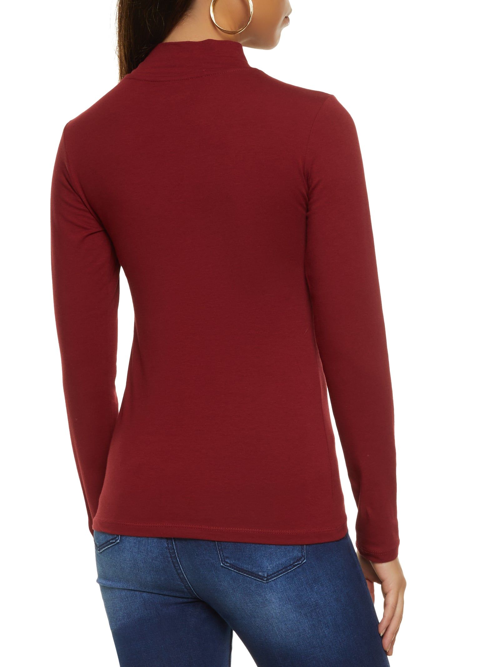 Solid Mock Neck Long Sleeve Tee sold by Rainbow product image thumbnail 2