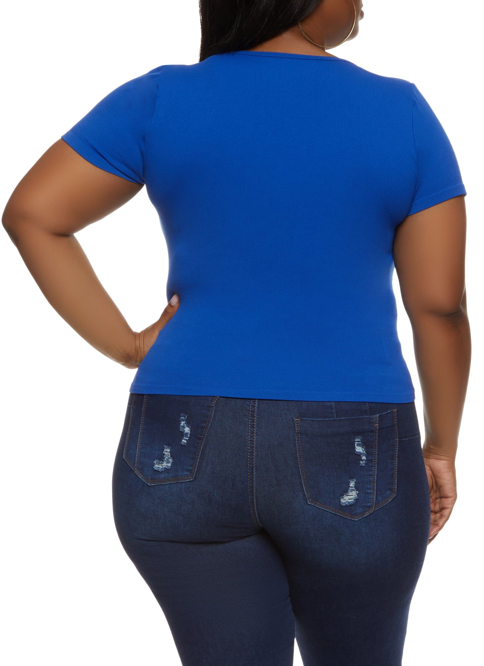 Plus Size Seamless Short Sleeve Henley Top sold by Rainbow product image thumbnail 2