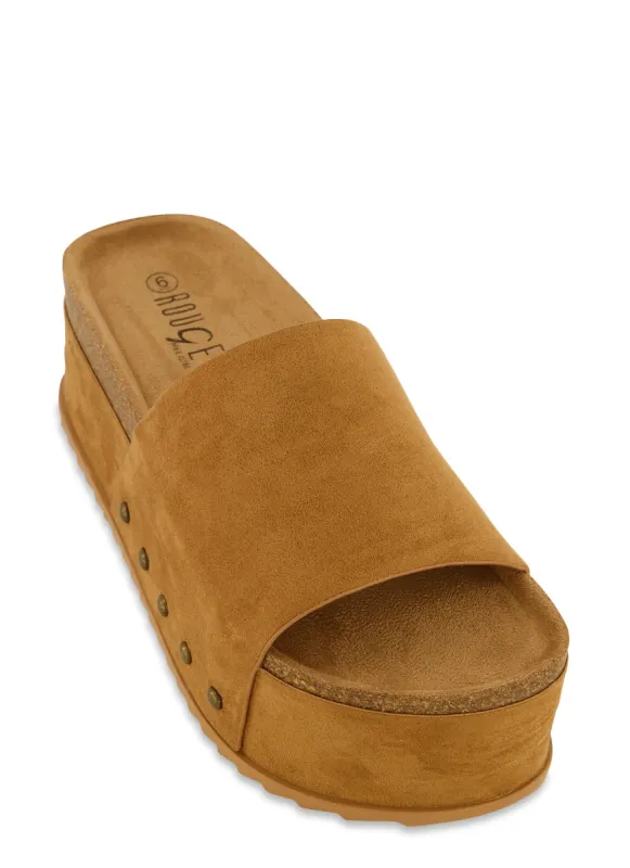 Cork Footbed Platform Slide Sandals sold by Rainbow