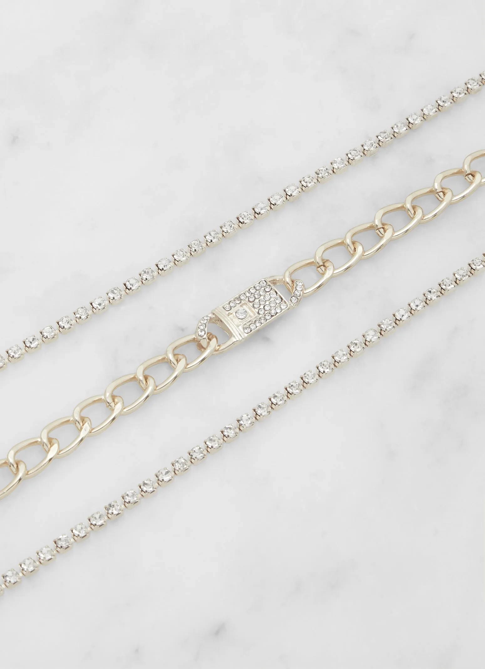 Rhinestone Curb Chain Anklet Trio sold by Rainbow product image thumbnail 2