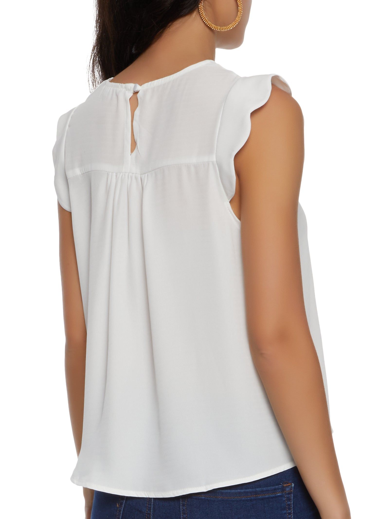 Crochet Detail Scalloped Sleeve Blouse sold by Rainbow product image thumbnail 2