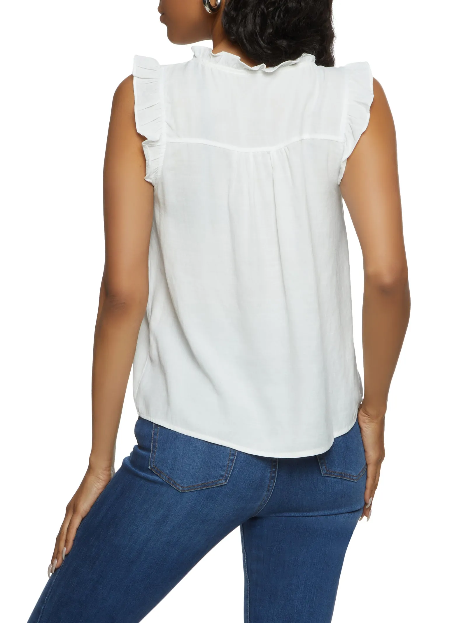 Iris Gauze Knit Ruffle Trim Button Front Blouse sold by Rainbow product image thumbnail 2