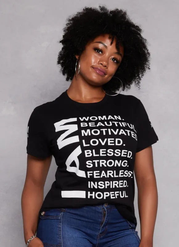 Plus Size I Am Graphic High Low Tee sold by Rainbow