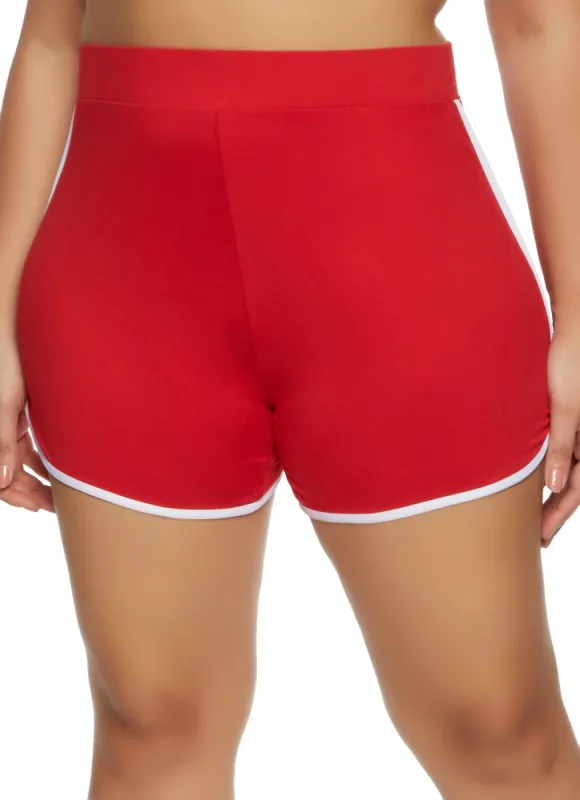 Plus Size Soft Knit Contrast Trim Dolphin Shorts sold by Rainbow