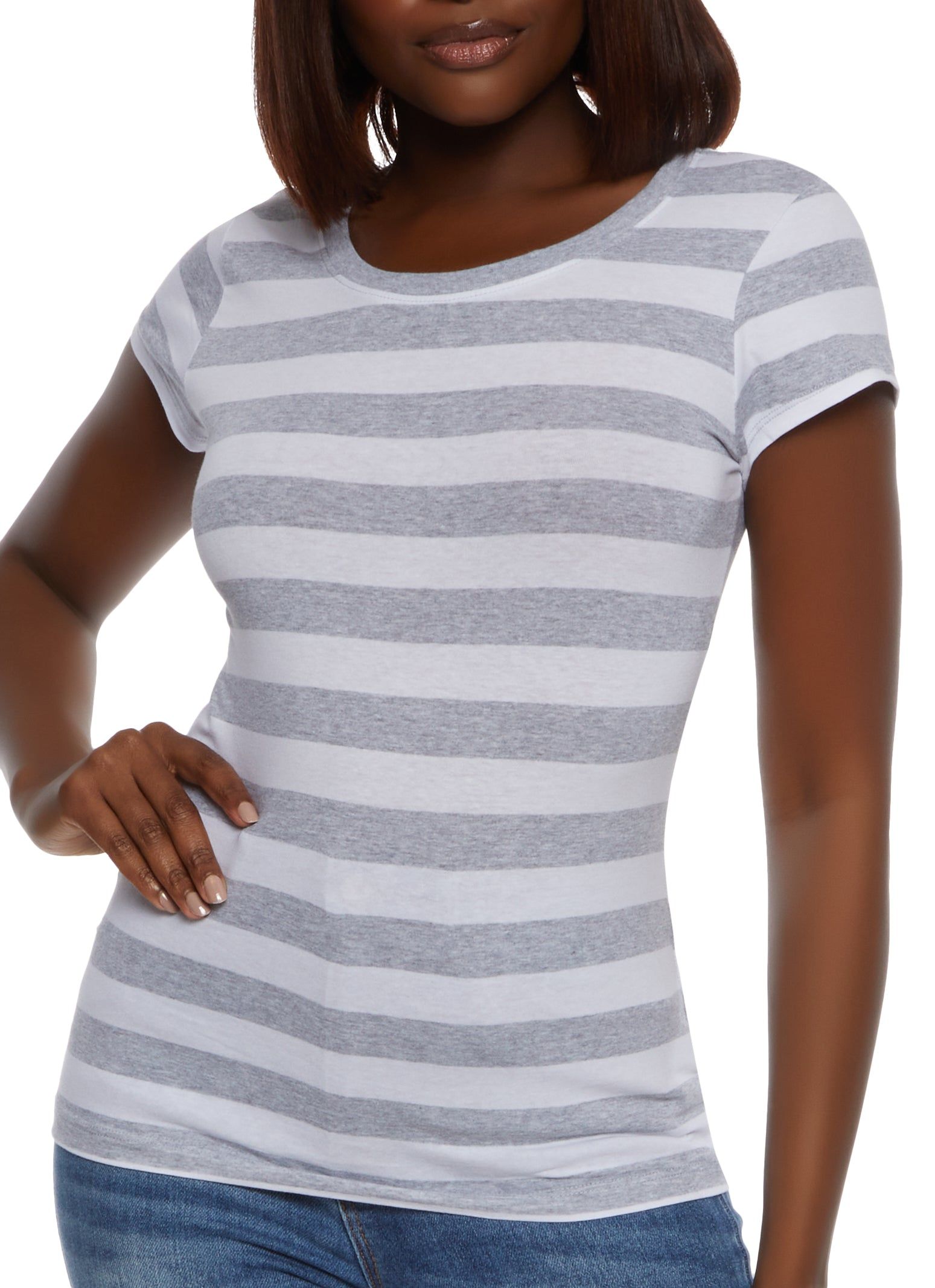 Striped Crew Neck Tee sold by Rainbow