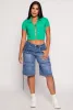 Textured Knit Plunge Button Front Crop Top sold by Rainbow