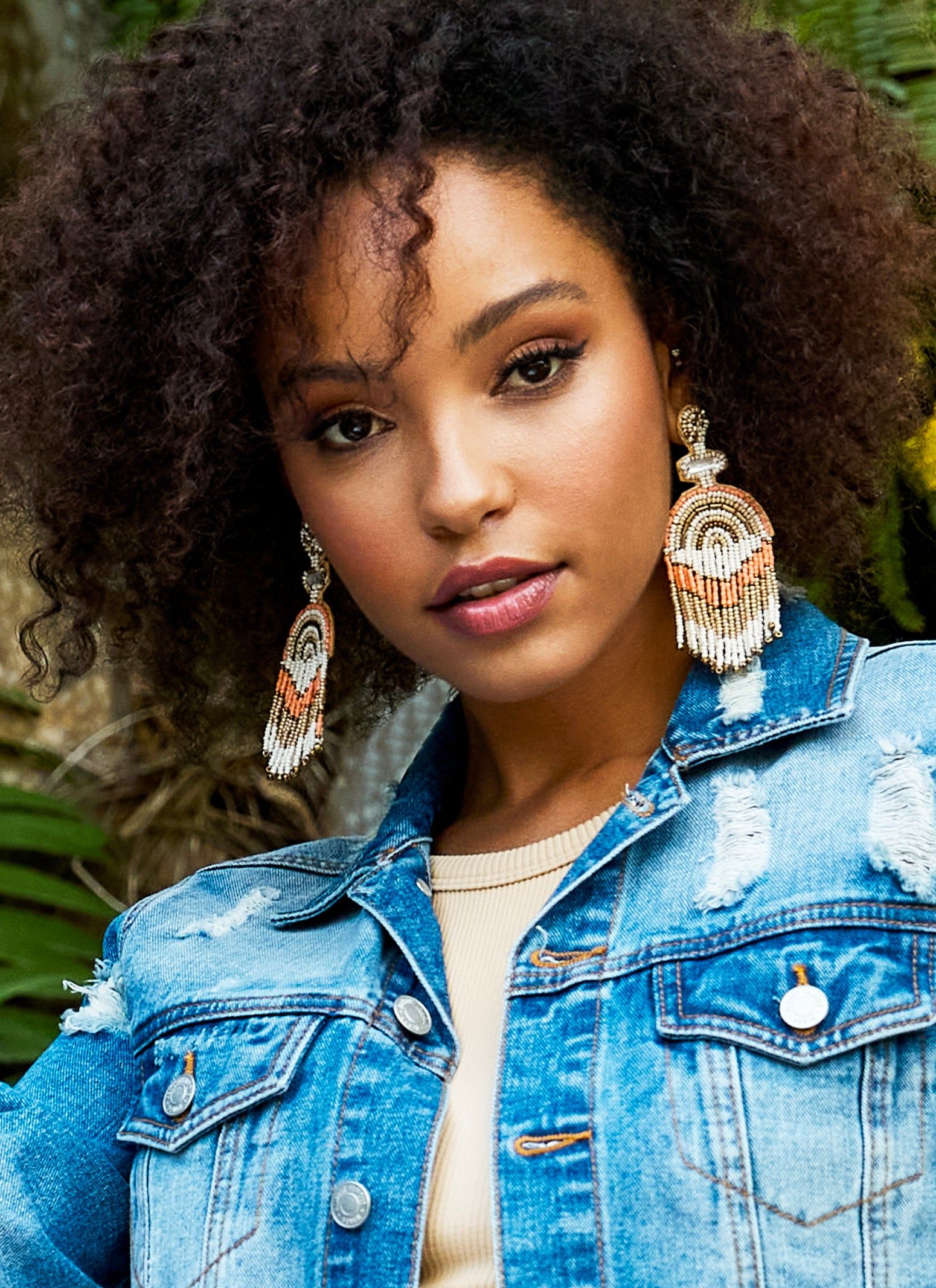 Beaded Fringe Drop Earrings sold by Rainbow