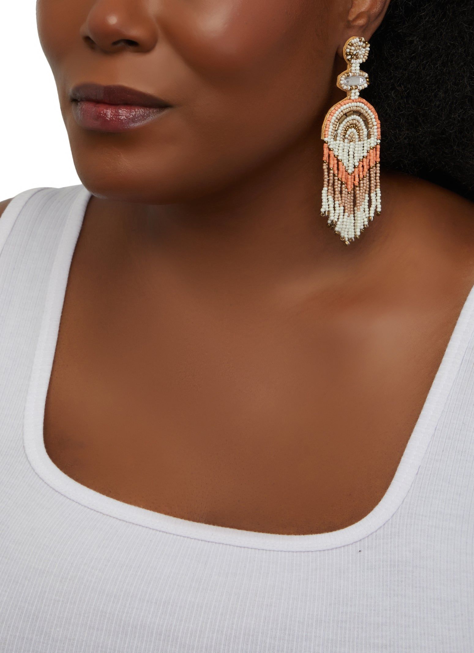 Beaded Fringe Drop Earrings sold by Rainbow product image thumbnail 2