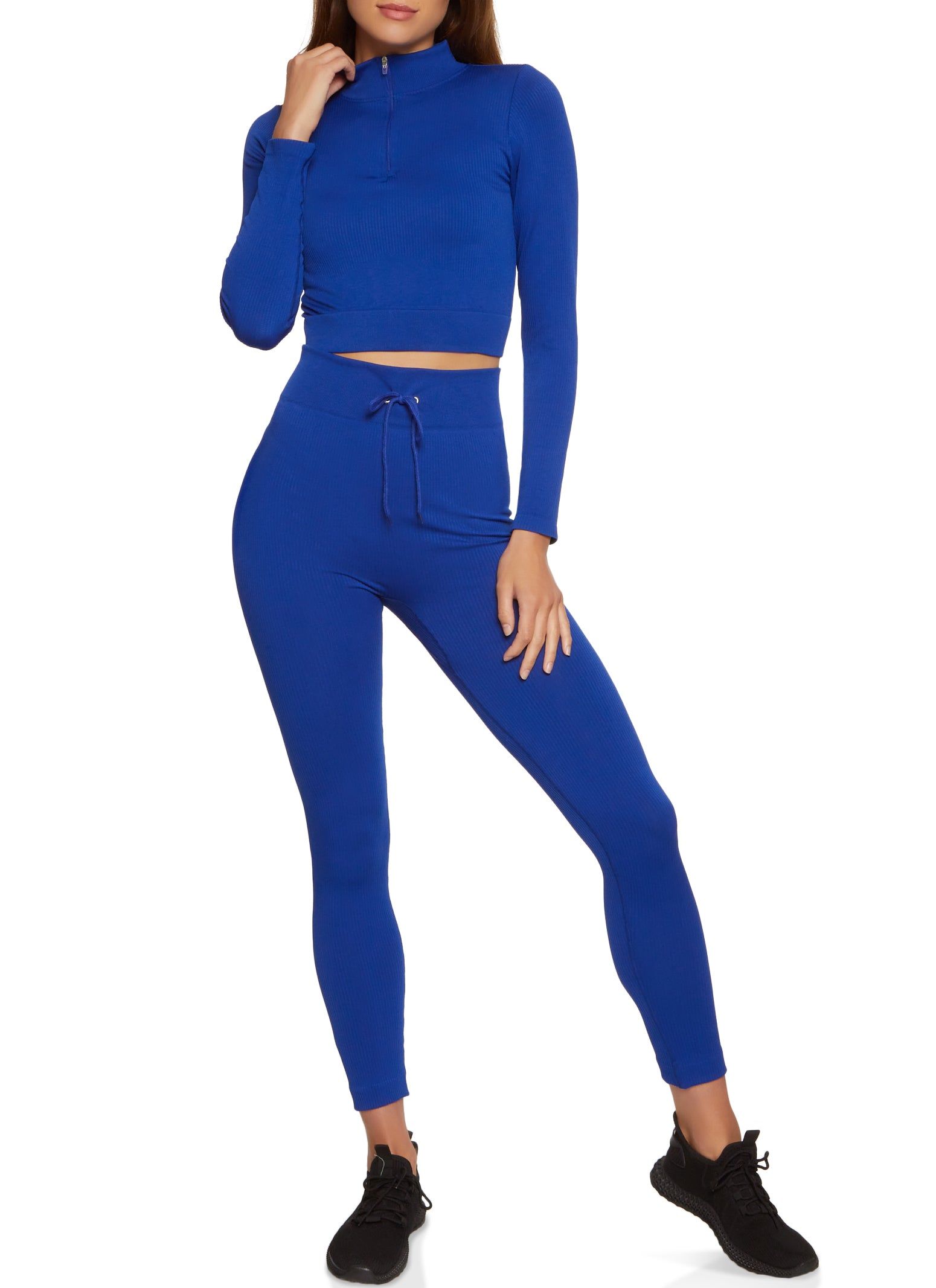 Seamless Compression Rib Half Zip Crop Top sold by Rainbow product image thumbnail 2