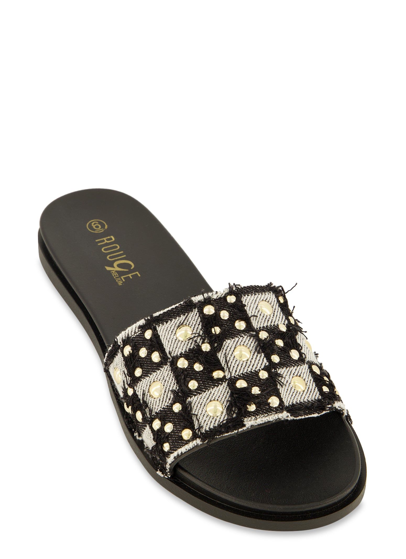 Denim Studded Band Slide Sandals sold by Rainbow