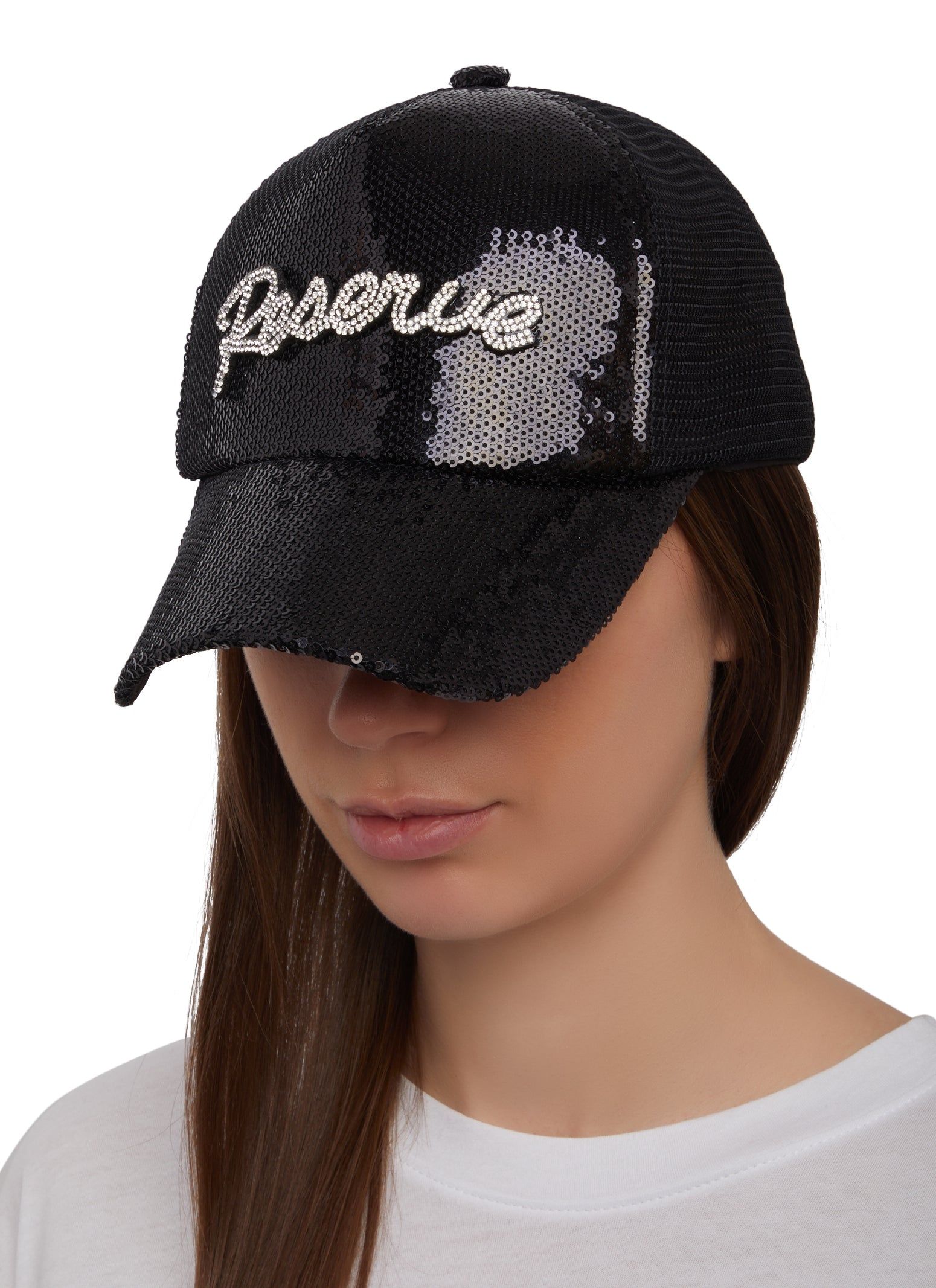 Rhinestone Reserve Sequin Baseball Cap sold by Rainbow
