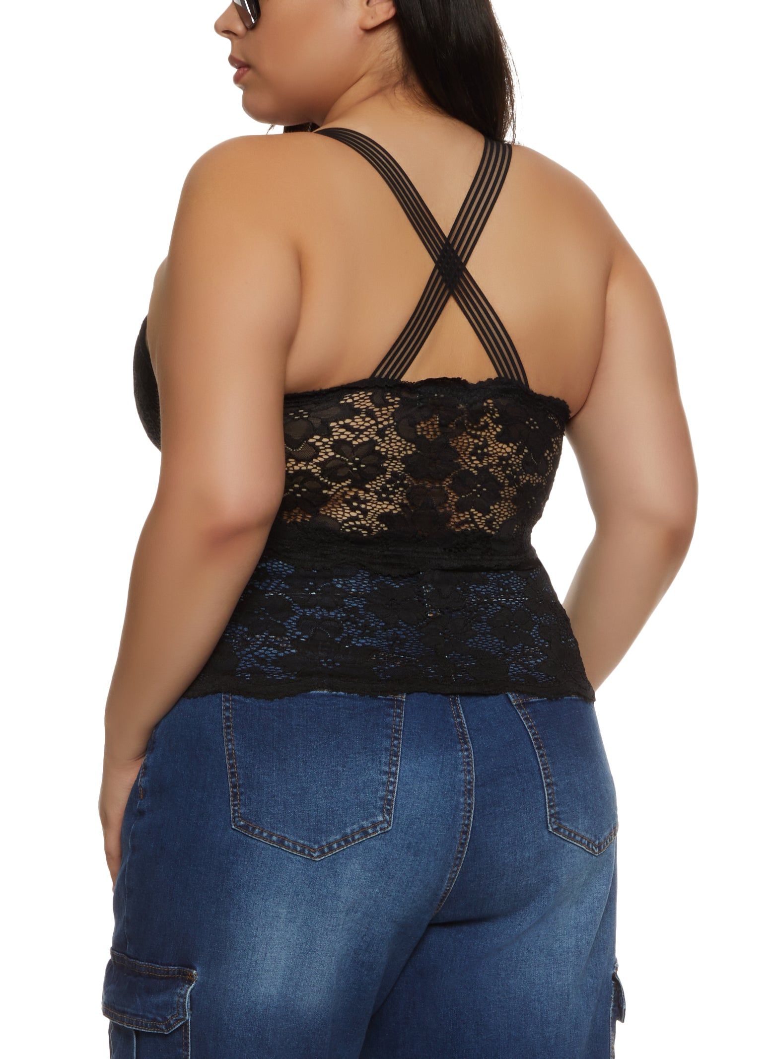 Plus Size Criss Cross Back Sleeveless Lace Top sold by Rainbow product image thumbnail 2